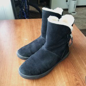 UGG Koolaburra Black Suede Sheepskin Boots, US 9,